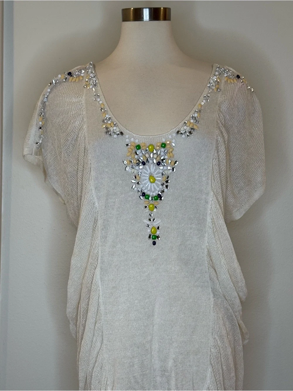 Victoria's Secret White Beaded Scoop Swim Coverup